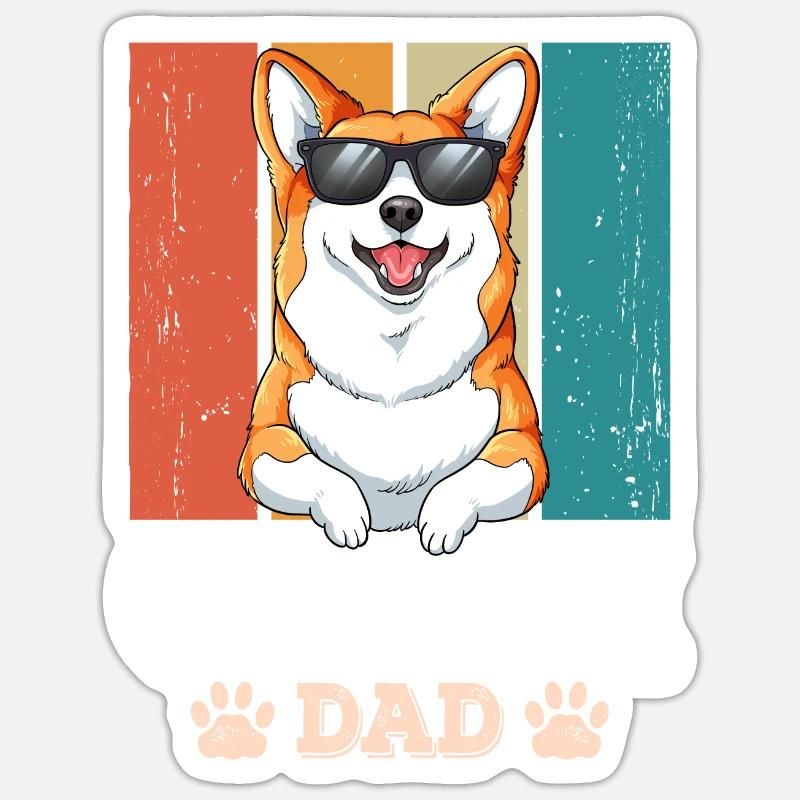 Corgi Dad - Sticker Größe S (10 x 10 cm) - Mattweiß