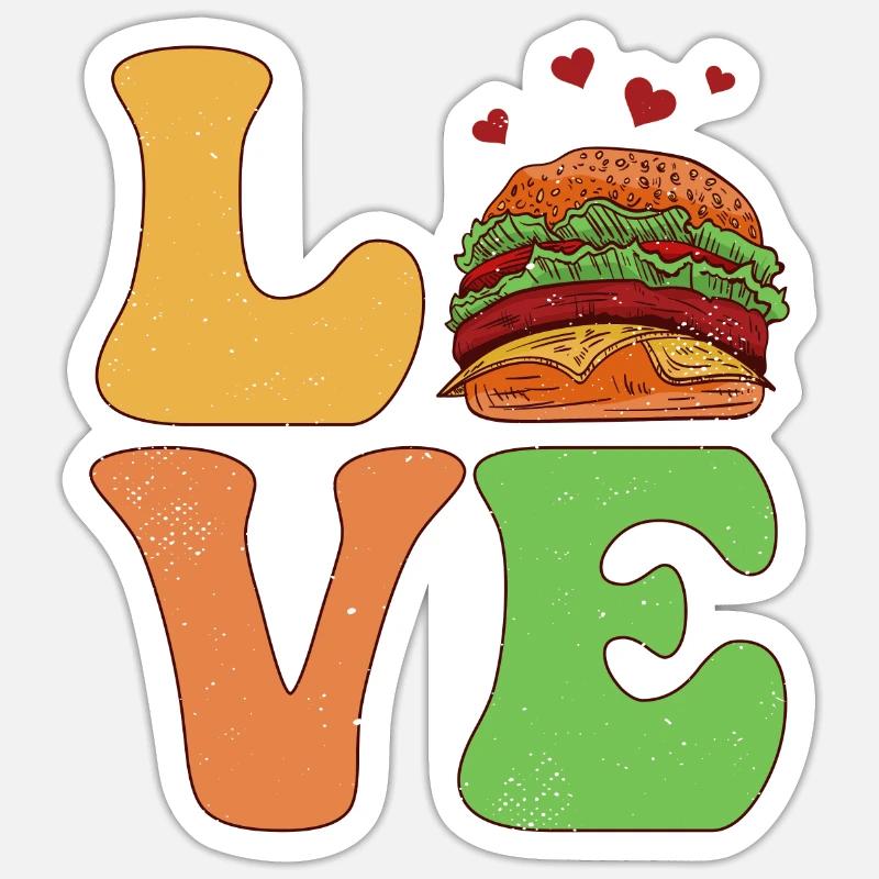 Burger Hamburger - Sticker Größe S (10 x 10 cm) - Mattweiß