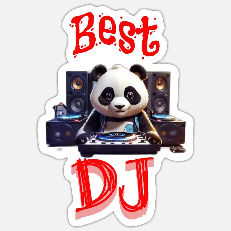 Panda best DJ - Sticker size S (10 x 10 cm) - white matte