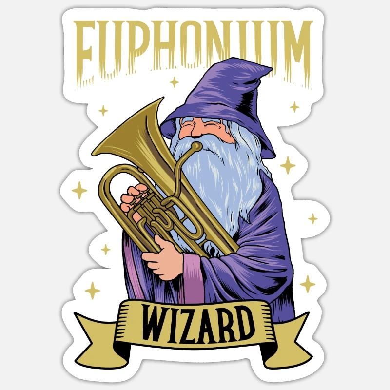 Euphonium Wizard - Euphonist - Sticker Größe S (10 x 10 cm) - Mattweiß