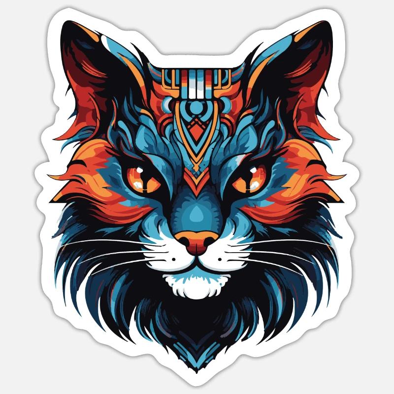 Portrait de chat - Sticker taille S (10 x 10 cm) - blanc mat