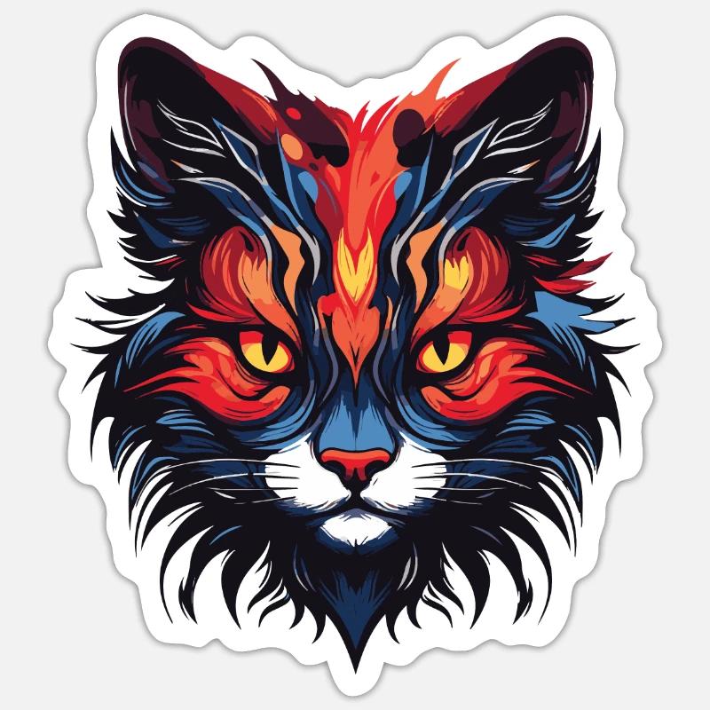 Portrait de chat - Sticker taille S (10 x 10 cm) - blanc mat
