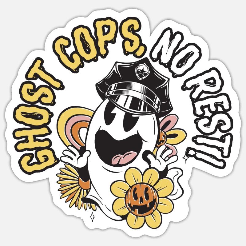 Ghost cops, no rest! Policeman Spooky Hal Sticker size S (10 x 10 cm)