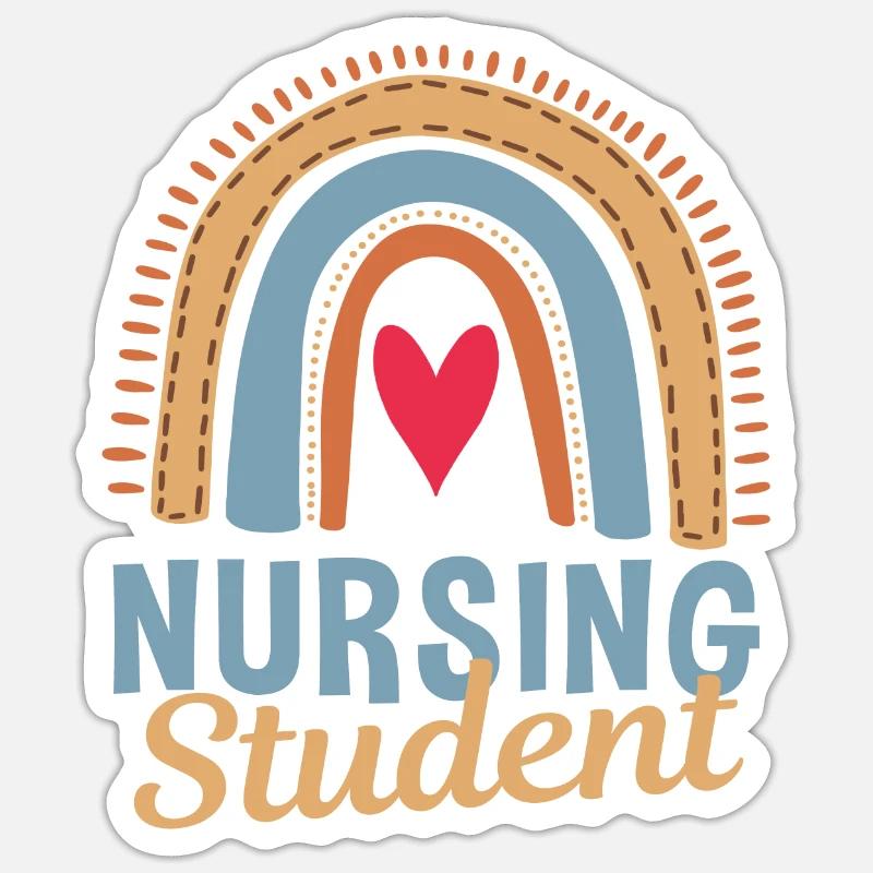 Cute nursing student Boho Rainbow Sticker size S (10 x 10 cm)