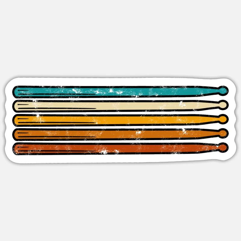 Schlagzeuger Drumsticks Drum Sticks Retro - Percussion - Sticker Größe S (10 x 10 cm) - Mattweiß