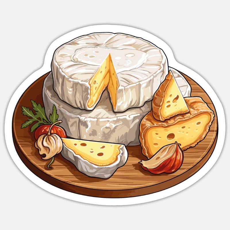 Camembert Käseboard - Sticker Größe S (10 x 10 cm) - Mattweiß