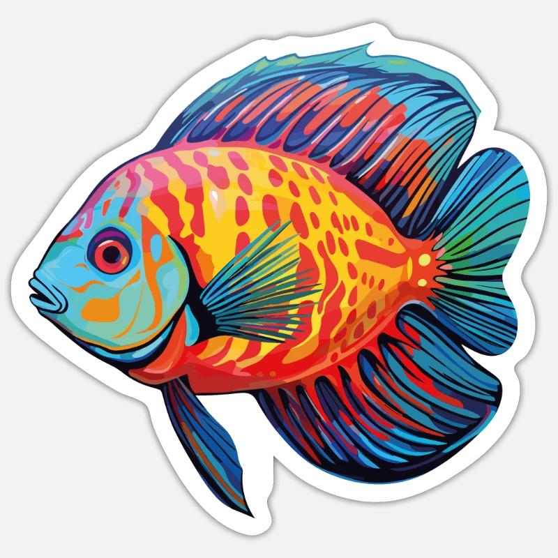 Diskusfisch - Sticker Größe S (10 x 10 cm) - Mattweiß