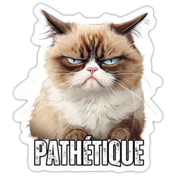 Humour chat en colère énervé pathétique sarcasme - Sticker taille S (10 x 10 cm) - blanc mat - Devant