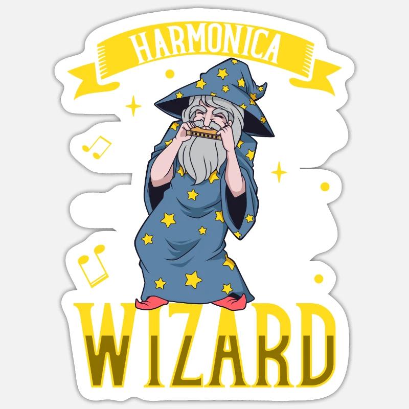 Harmonica Wizard - Mundharmonika - Sticker Größe S (10 x 10 cm) - Mattweiß