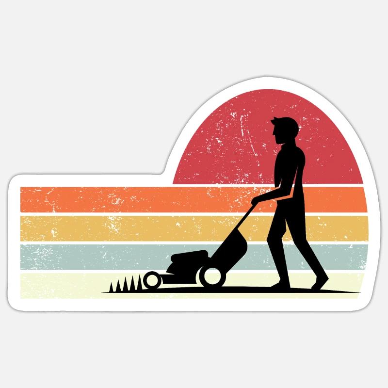 Lawn mower - Sticker size S (10 x 10 cm) - white matte
