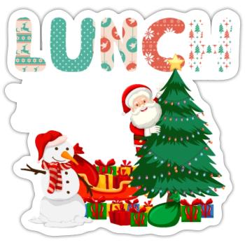 Lunch Lady Funny Christmas Tree Christmas - Sticker size S (10 x 10 cm) - white matte - Front