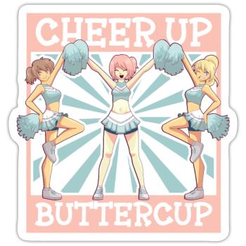 Tenue de pom-pom girl - Sticker taille S (10 x 10 cm) - blanc mat - Devant