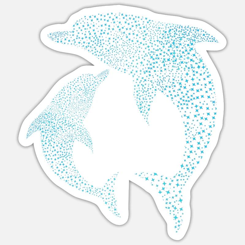 Dauphins de Delfine - Sticker taille S (10 x 10 cm) - blanc mat