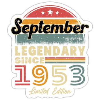 Vintage Nées En Septembre 1953 Cadeau - Sticker taille S (10 x 10 cm) - blanc mat - Devant