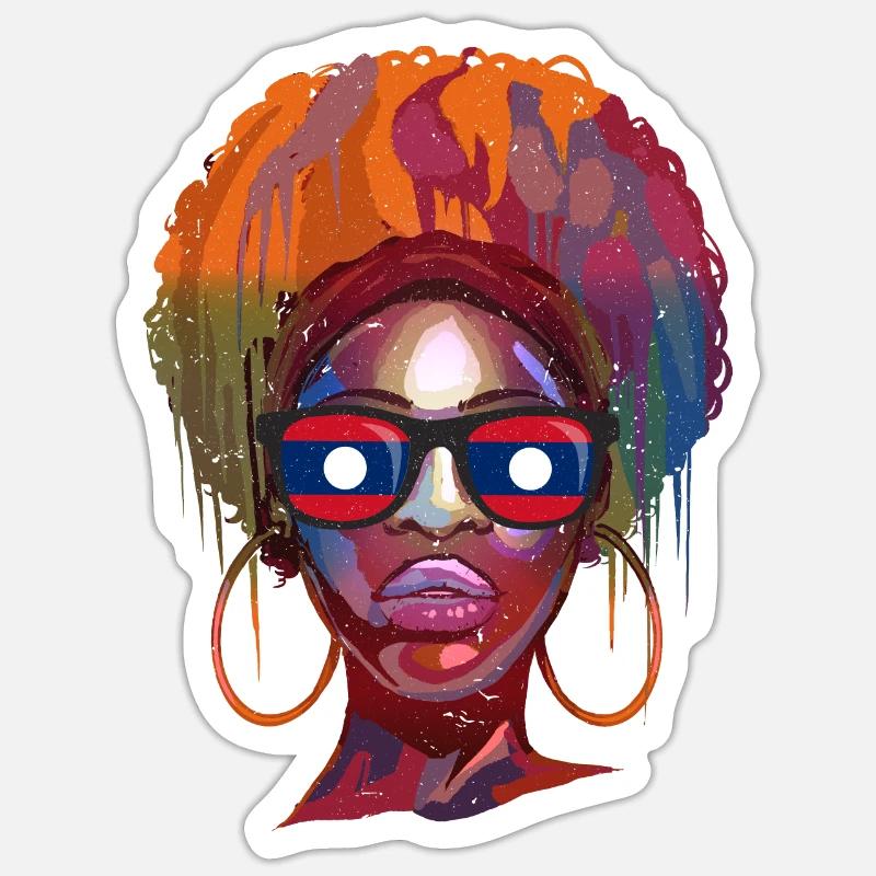 Laos - Sticker taille S (10 x 10 cm) - blanc mat