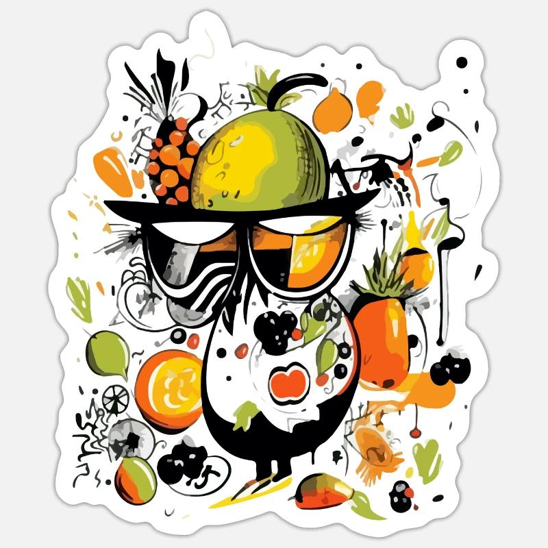 Piou in fruit n°2 - Sticker size S (10 x 10 cm) - white matte