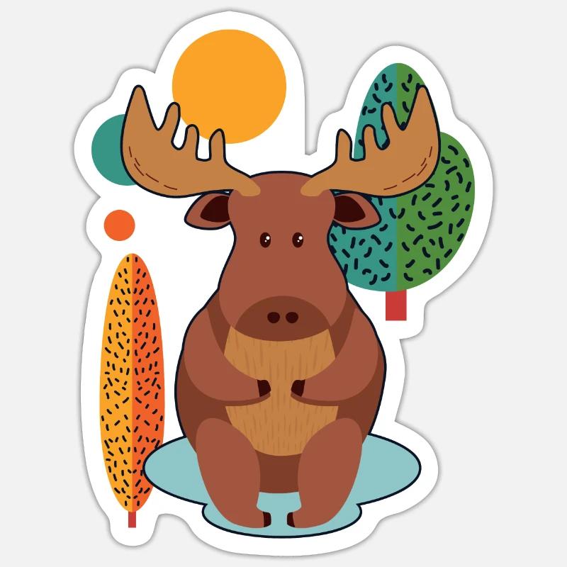 Elch Niedlich - Sticker Größe S (10 x 10 cm) - Mattweiß