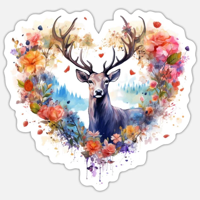 Ersatz Dirndl Hirschgeweih Hirsch - Sticker Größe S (10 x 10 cm) - Mattweiß