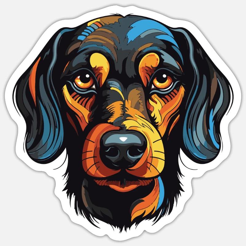 Dachshund Hund Portrait Dackel - Sticker Größe S (10 x 10 cm) - Mattweiß