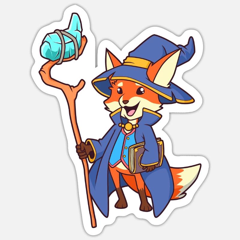 Wizard Fox - Sticker taille S (10 x 10 cm) - blanc mat