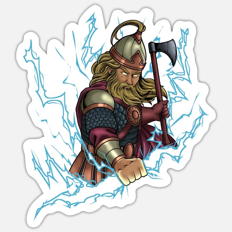 Dieu slave Perun - Sticker taille S (10 x 10 cm) - blanc mat