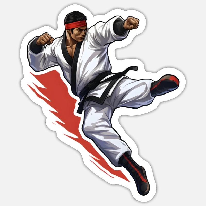 Karaté Combattant - Sticker taille S (10 x 10 cm) - blanc mat