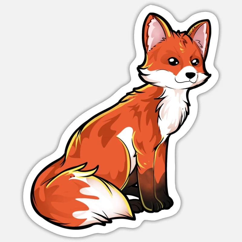 Zeichnung eines Rotfuchs - Sticker Größe S (10 x 10 cm) - Mattweiß