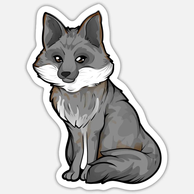 Zeichnung eines Graufuchs Sticker Größe S (10 x 10 cm)
