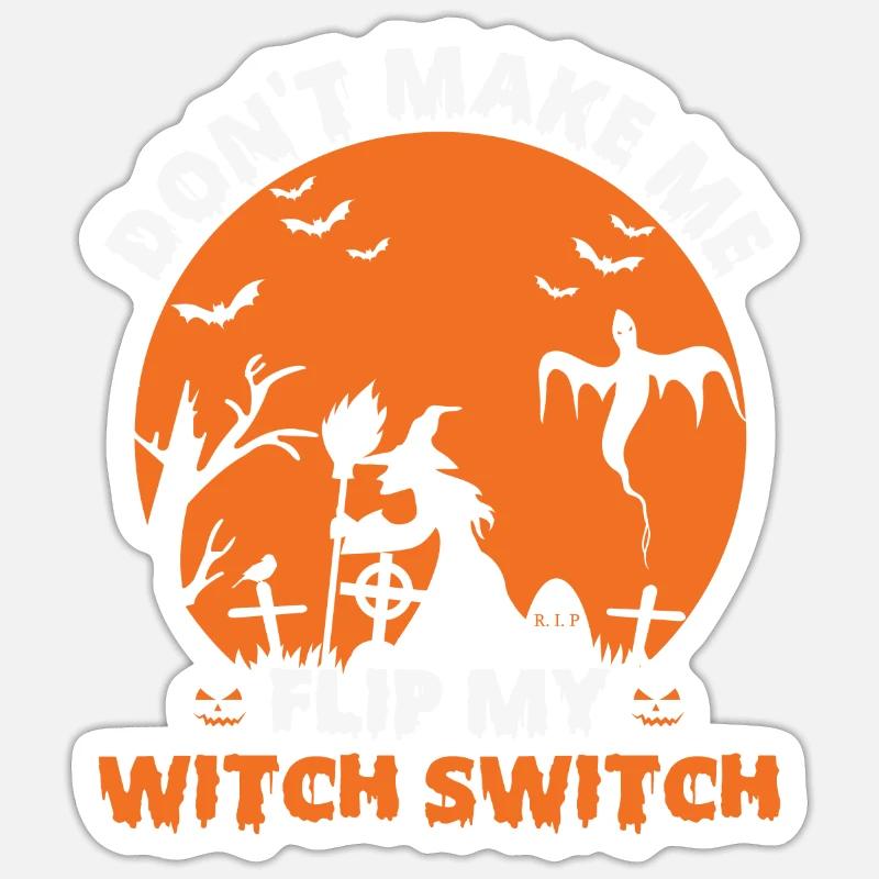 Conception magique de sorcière d’Halloween: Witch Switch! - Sticker taille S (10 x 10 cm) - blanc mat