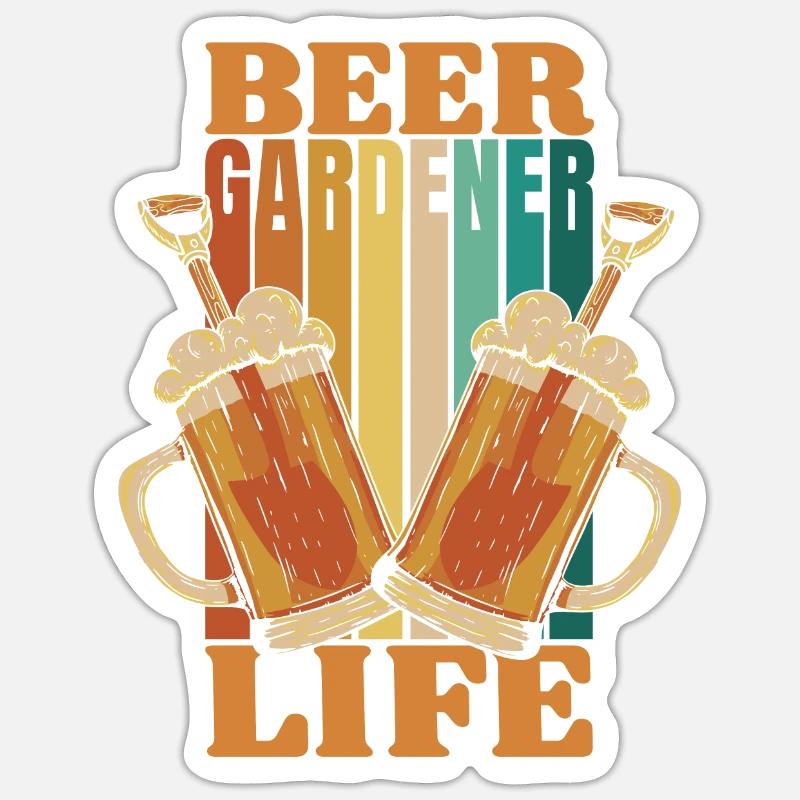 Hobbygärtner Garten Garten Bier - Sticker Größe S (10 x 10 cm) - Mattweiß