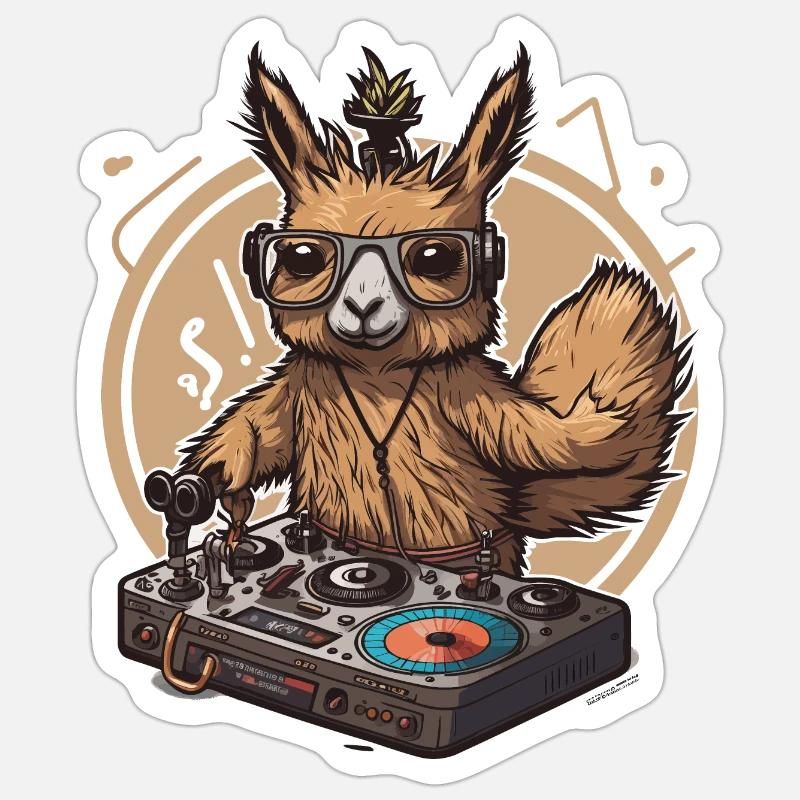 Llama Beats - Sticker taille S (10 x 10 cm) - blanc mat