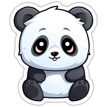 Panda mignon - Sticker taille S (10 x 10 cm) - blanc mat - Devant