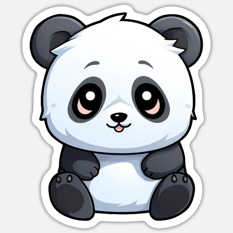 süßer Panda - Sticker Größe S (10 x 10 cm) - Mattweiß