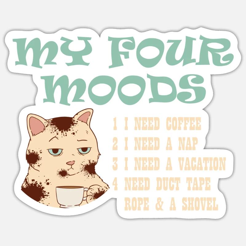 Café pour chat - Sticker taille S (10 x 10 cm) - blanc mat