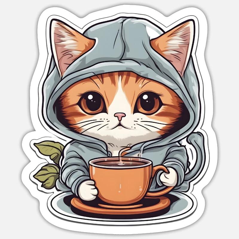 Kitten tea time Sticker size S (10 x 10 cm)