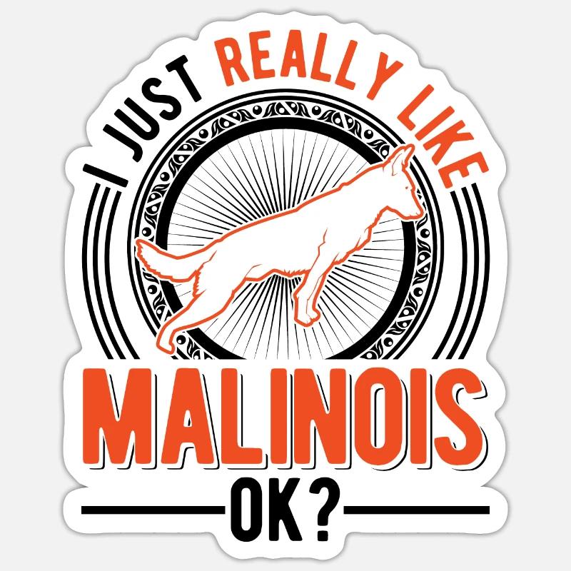 Berger belge malinois de Malines - Sticker taille S (10 x 10 cm) - blanc mat