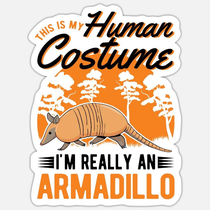 Armadillo Human Costume Gürteltier - Sticker Größe S (10 x 10 cm) - Mattweiß