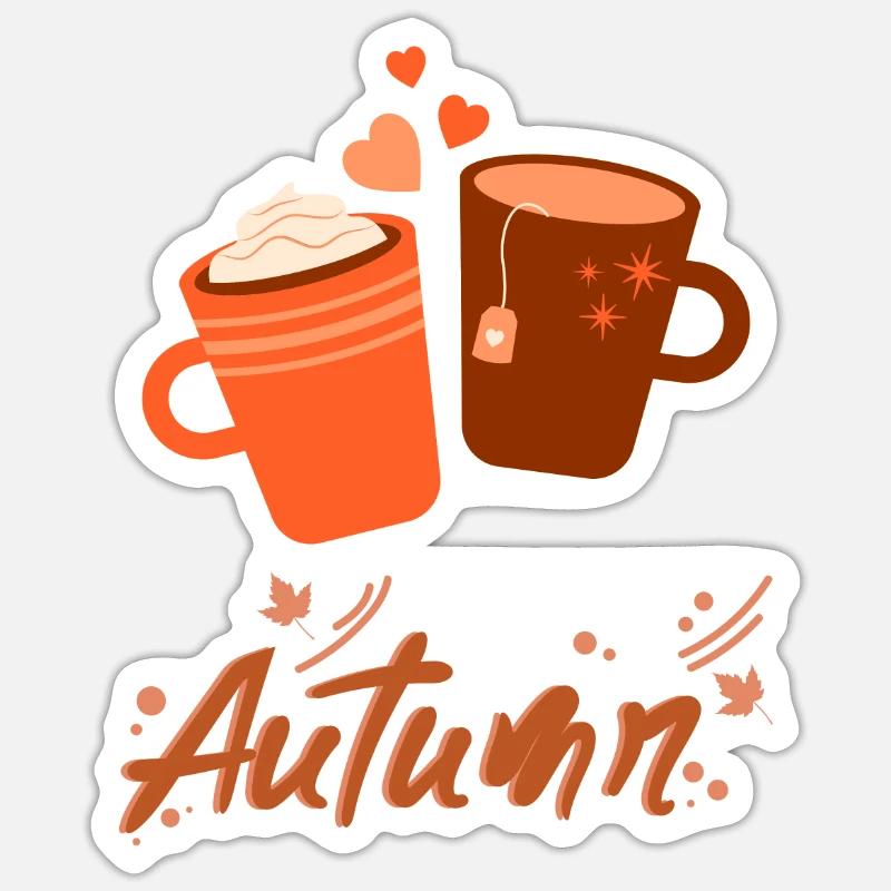 Autumn Cups Boisson chaude - Sticker taille S (10 x 10 cm) - blanc mat