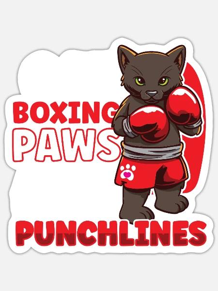 Katze Boxen Boxring Boxerhandschuhe Boxkämpfer - Sticker Größe S (10 x 10 cm) - Mattweiß