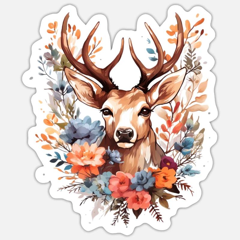 Ersatz Dirndl Hirschgeweih Hirsch - Sticker Größe S (10 x 10 cm) - Mattweiß