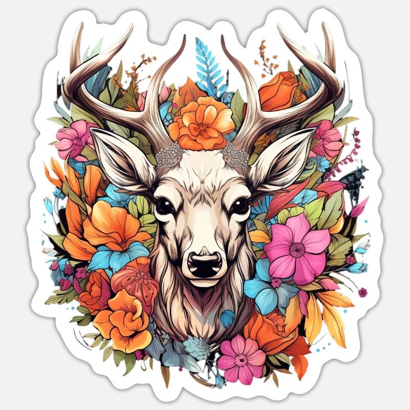 Ersatz Dirndl Hirschgeweih Hirsch - Sticker Größe S (10 x 10 cm) - Mattweiß