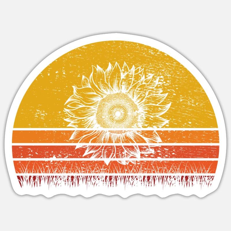 Cadeau rétro de tournesol - Sticker taille S (10 x 10 cm) - blanc mat