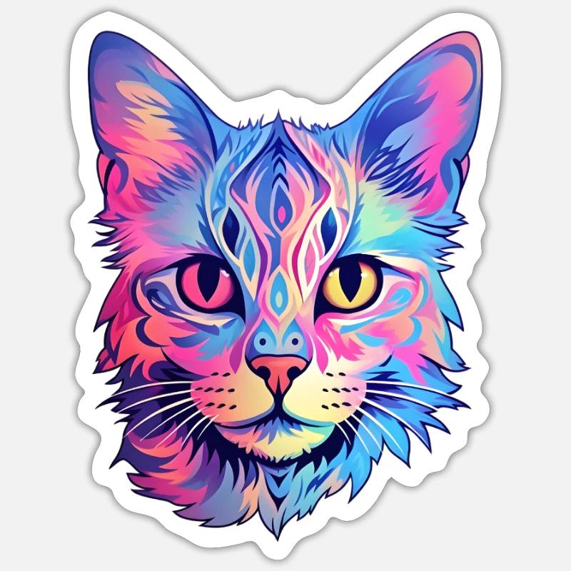 Chat esthétique - Sticker taille S (10 x 10 cm) - blanc mat