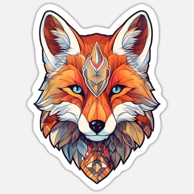 Ästhetischer Fuchs - Sticker Größe S (10 x 10 cm) - Mattweiß