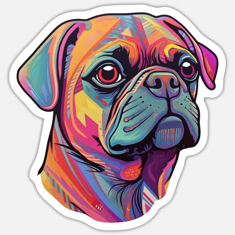 Pug head - Sticker size S (10 x 10 cm) - white matte
