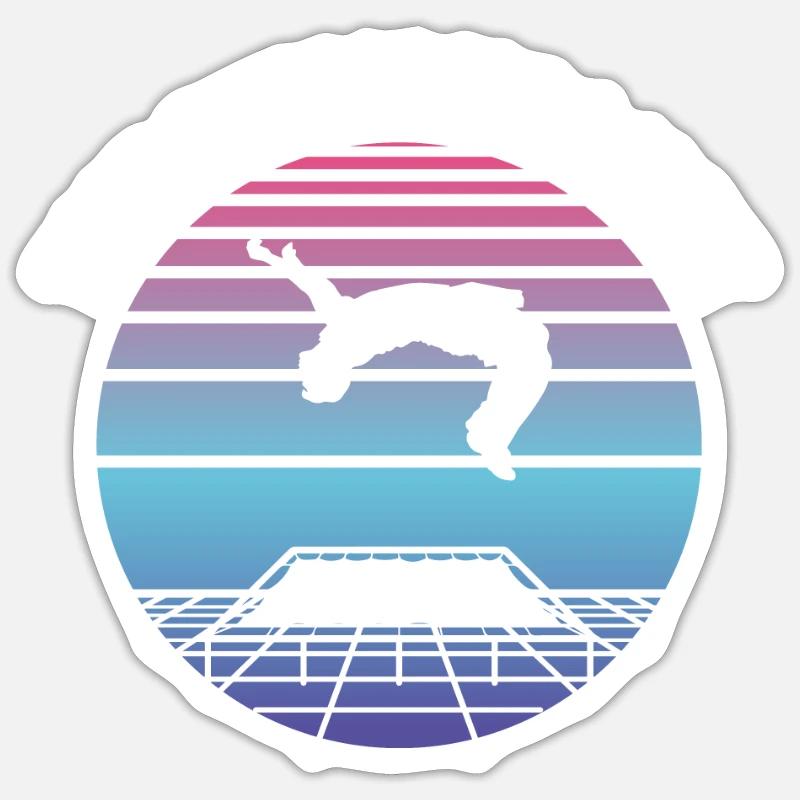 Le ciel n’a pas de limite Trampoline Backflip - Sticker taille S (10 x 10 cm) - blanc mat