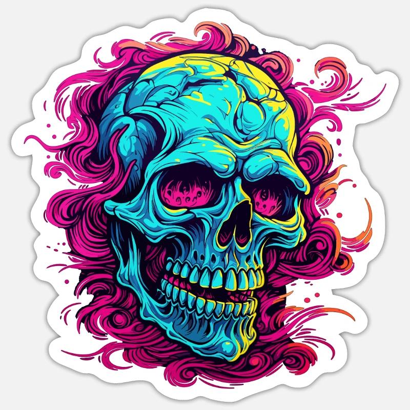 Skull Symphony conception de crâne qui attire le regard - Sticker taille S (10 x 10 cm) - blanc mat