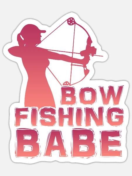 Bowfishing Babe Bogenfischer Fischjagd Girls - Sticker Größe S (10 x 10 cm) - Mattweiß