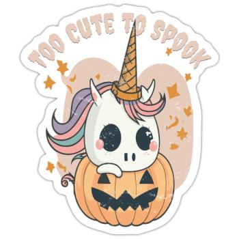 October Pumpkin Cute Halloween Unicorn - Sticker size S (10 x 10 cm) - white matte - Front