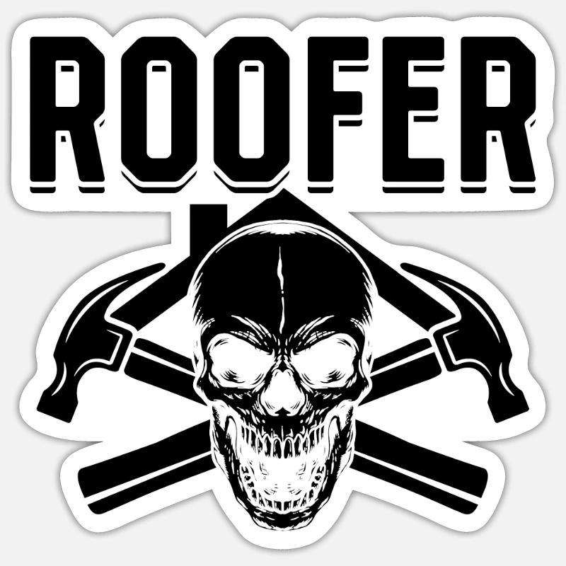 Ouvrier de toiture - Couvreur - Sticker taille S (10 x 10 cm) - blanc mat